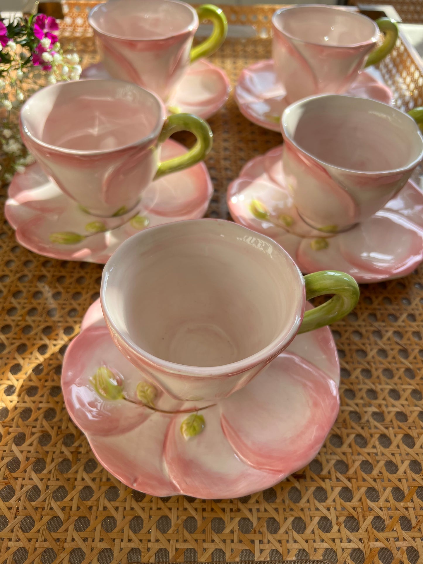 5 tasses à café/thé fleurs