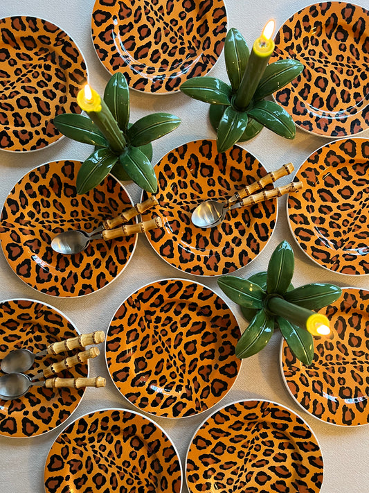 12 assiettes dessert Leopard Made in Italy