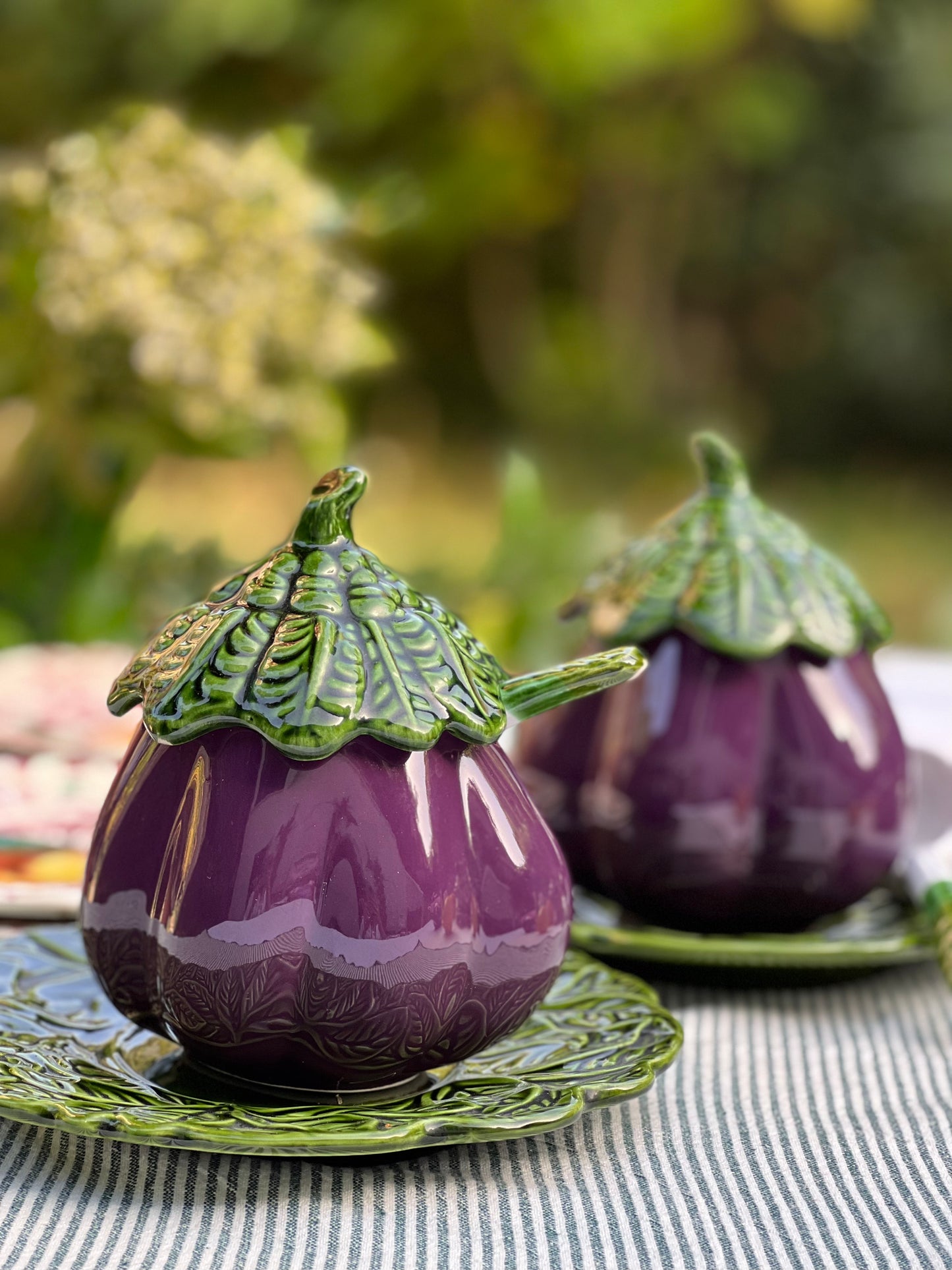 Grand confiturier/sucrier aubergine
