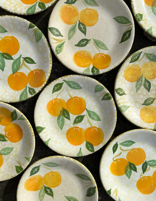 8 assiettes plates oranges Made in Italy